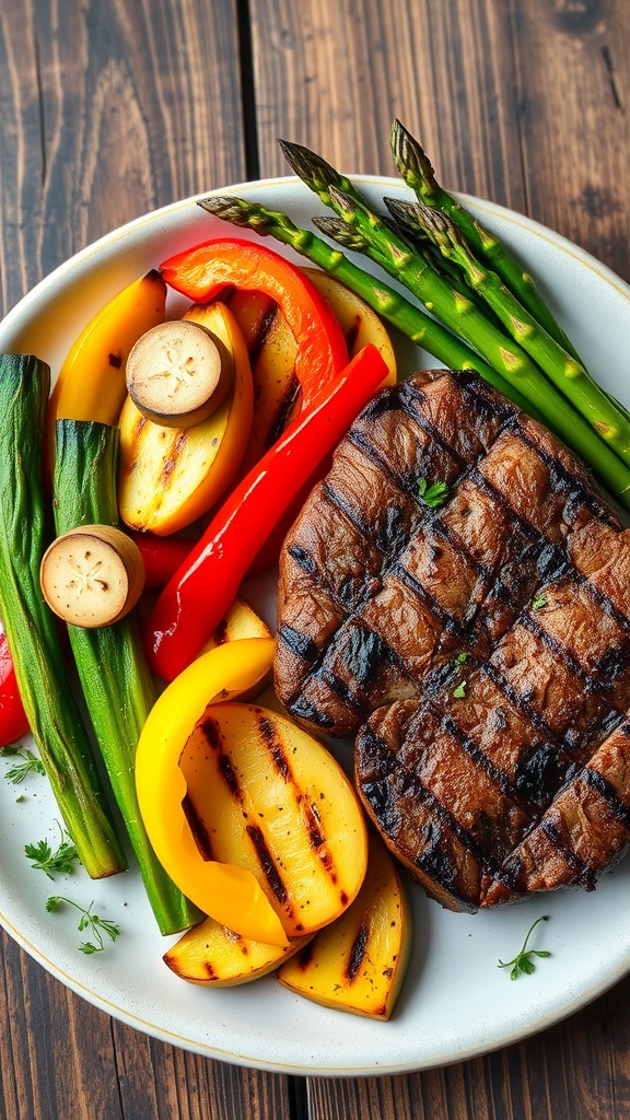 Grilled Steak with Seasonal Vegetables –