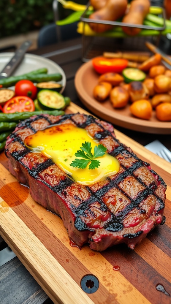 Grilled Ribeye Steak with Garlic Butter