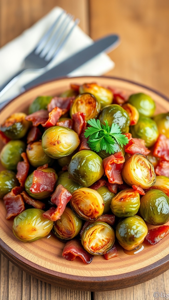 Crispy Bacon and Roasted Brussels Sprouts –