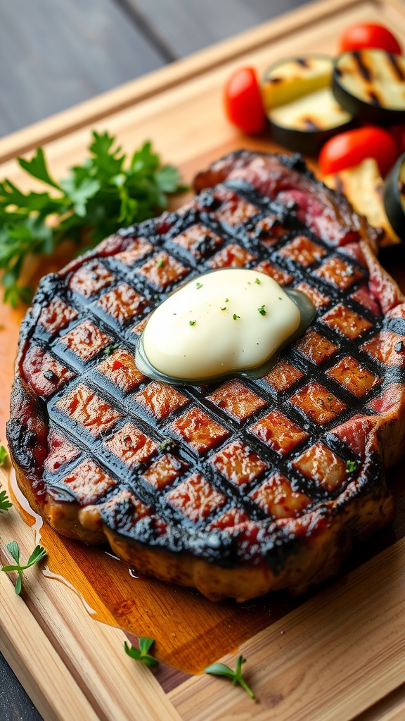 Savory Grilled Steak with Garlic Butter –