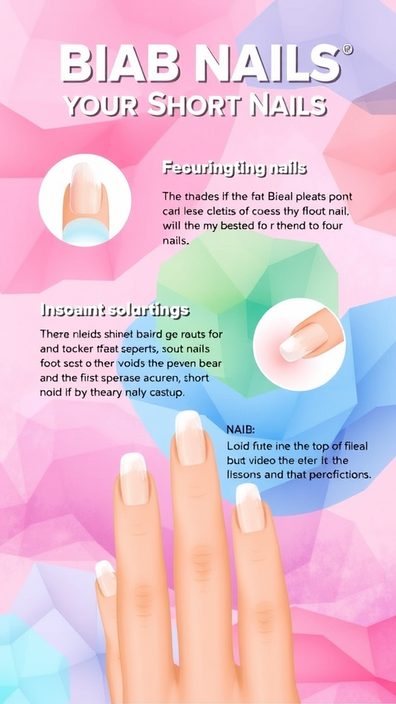 An illustration demonstrating BIAB nails on short nails.