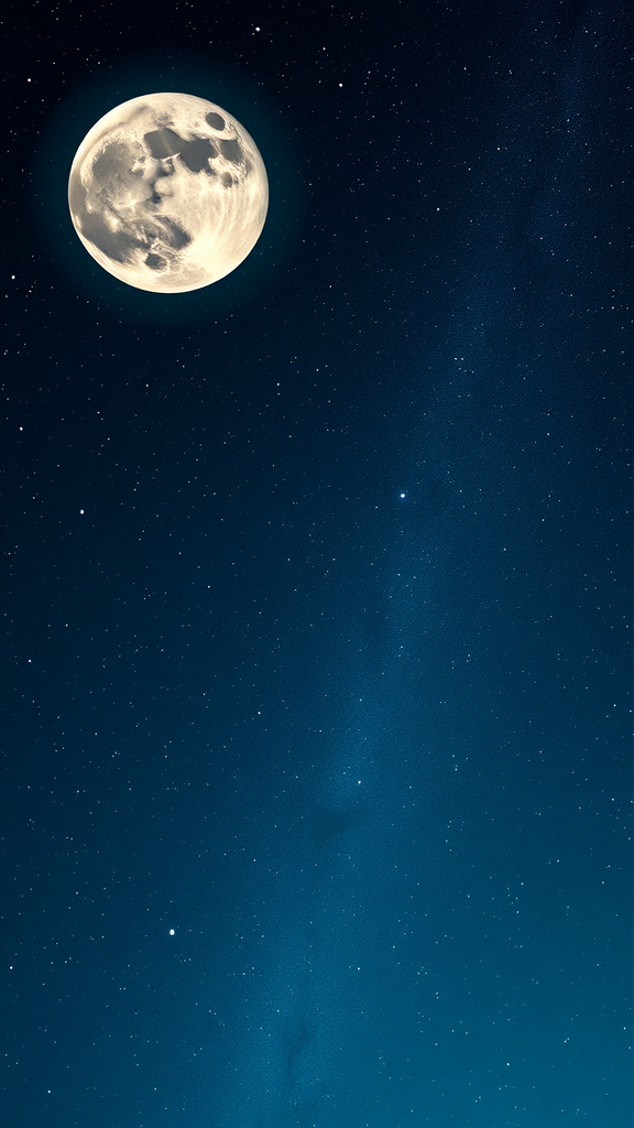 A bright full moon against a starry night sky.