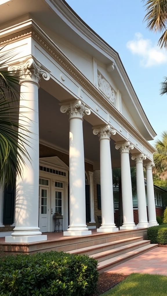 A classic Southern plantation home with grand columns and a porch