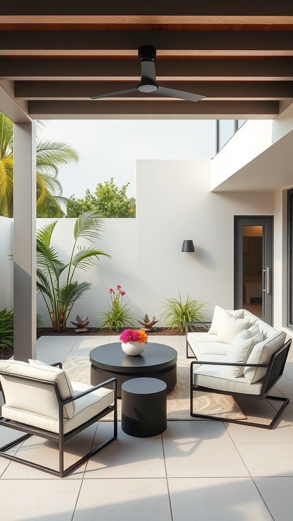 Flamaker 3 Pieces Outdoor Patio Wicker Furniture Set, Modern Rattan ... - Modern Minimalist Patio Furniture Designs