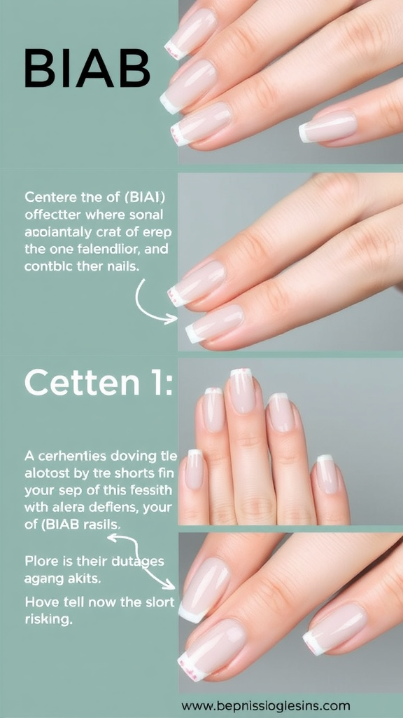 An image showing the step-by-step application process for nails on short fingers.