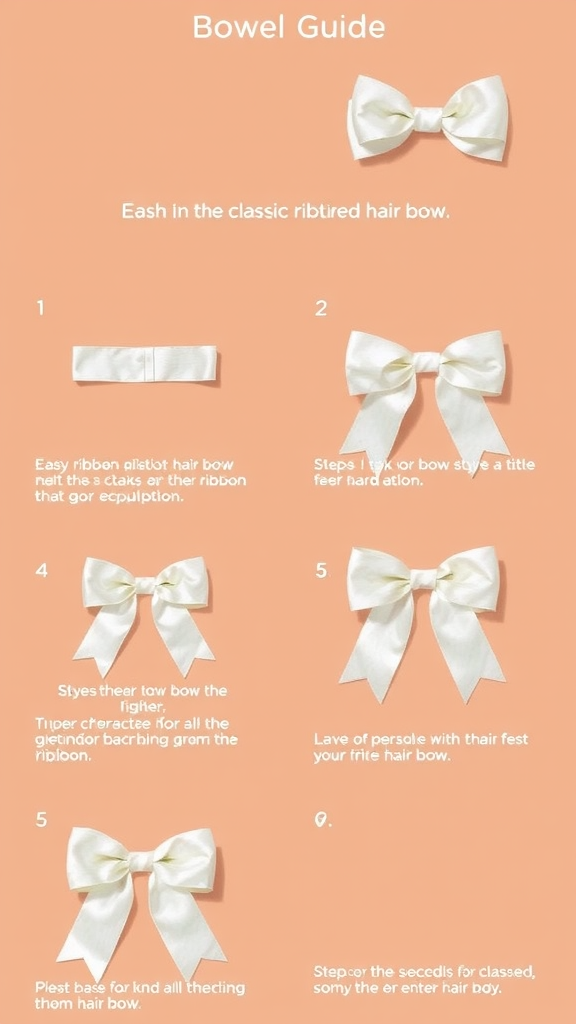 A guide showing step-by-step instructions for making a classic ribbon bow.