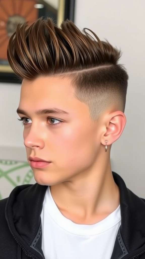 A stylish undercut hairstyle with long hair on top, showcasing a modern look.