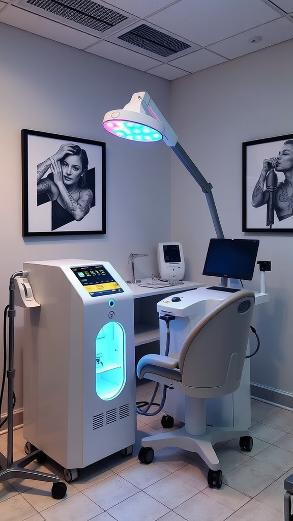 Modern tattoo removal setup with advanced equipment and comfortable chair
