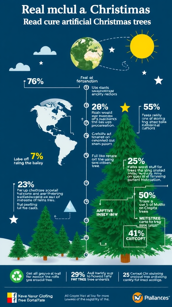 Infographic showing statistics about real and artificial Christmas trees.