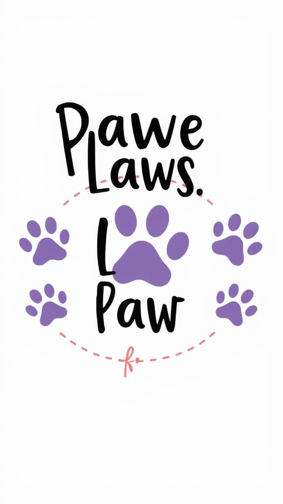 A wall with playful paw print decals and a whimsical text design, accompanied by a decorative storage box on the floor.