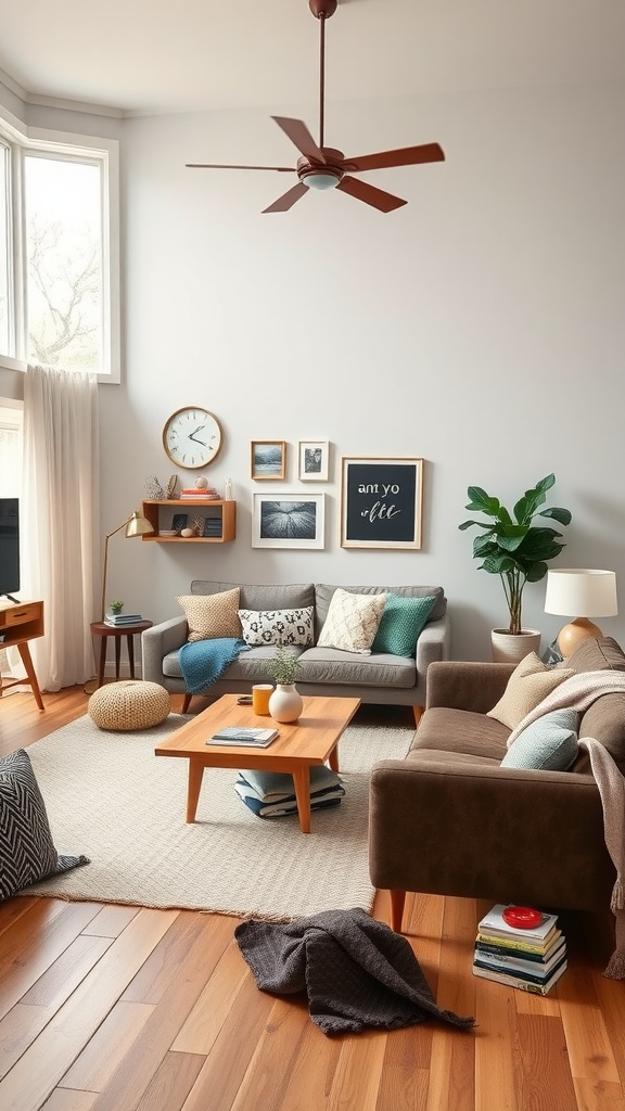 A cozy and inviting family-friendly living room with comfortable seating and a light, airy atmosphere.