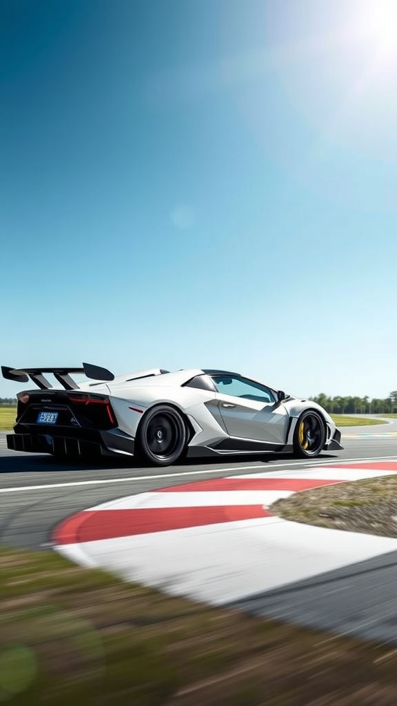 A Lamborghini Veneno Roadster racing on a track.