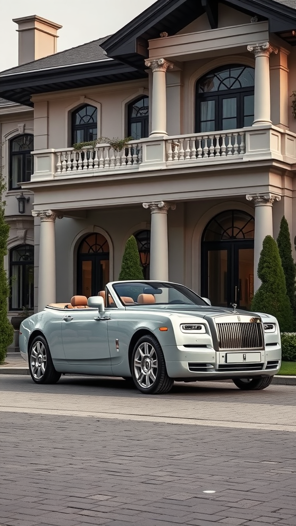 Rolls-Royce Sweptail parked in front of a stylish mansion