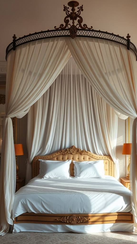 Stylish canopy bed with curtains and elegant design