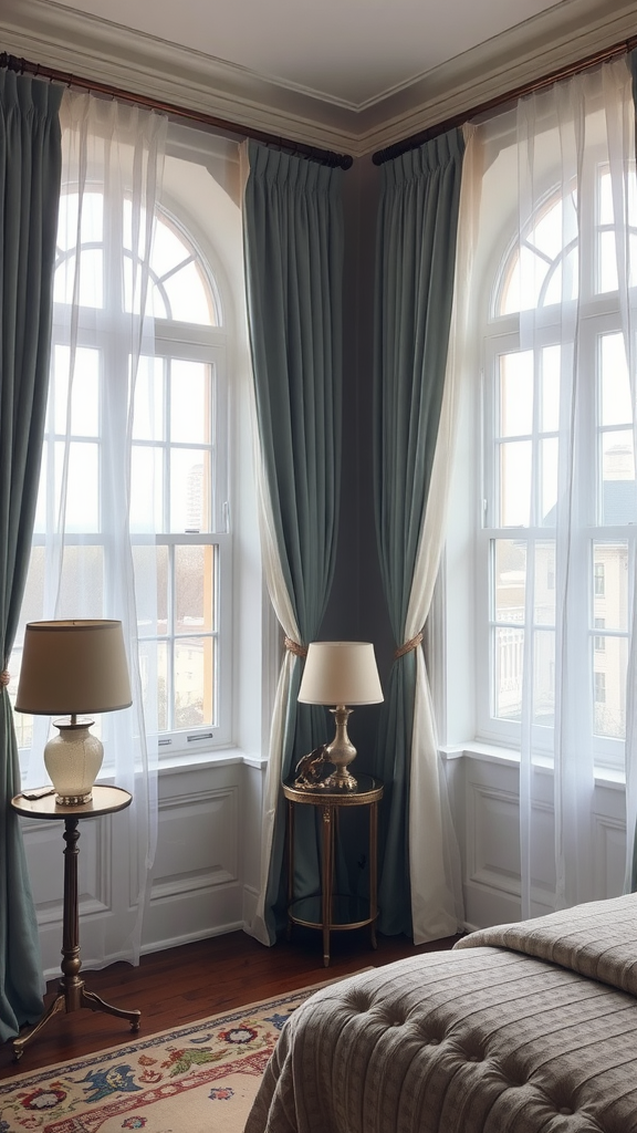 Stylish curtains in a bright bedroom with a cozy vibe.