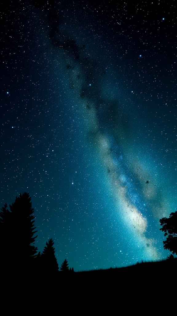 A starry night sky filled with stars and a hint of the Milky Way