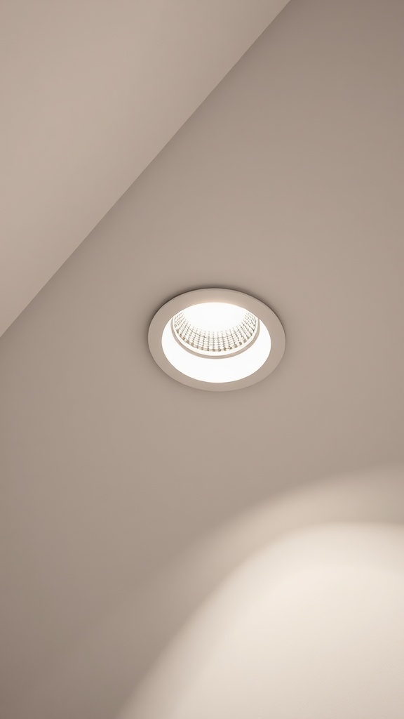 6-Inch Canless 15W 5000K Daylight Recessed Light By Torchstar installed on a sloped ceiling