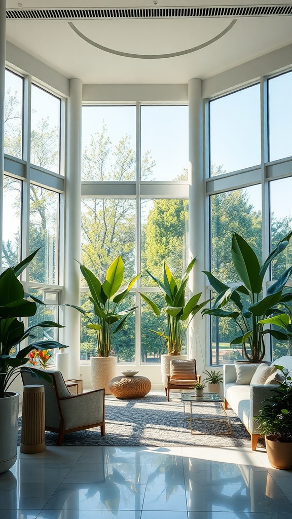 A bright living area with large windows, plants, and comfortable seating, showcasing the power of natural light.