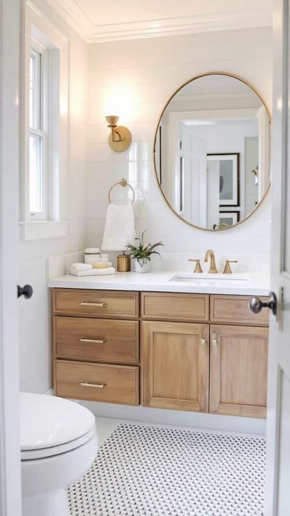 A beautifully remodeled bathroom featuring white tiles, modern fixtures, and natural light.