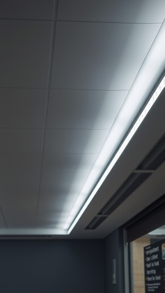 LED strip lighting installed along a low ceiling
