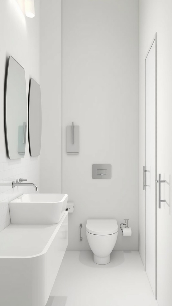 A minimalist bathroom showcasing clean lines and a sleek design.