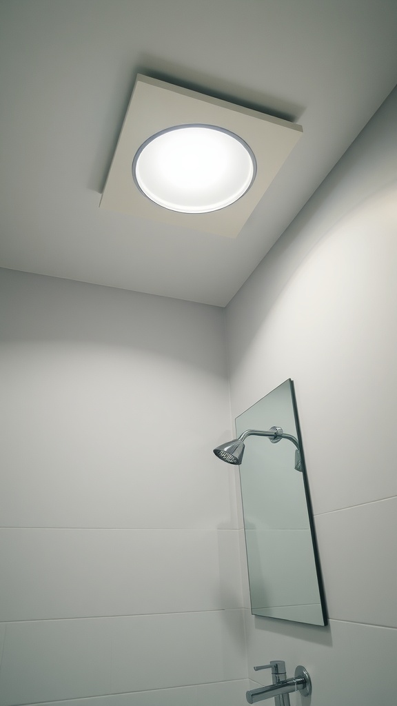 Minimalist surface-mounted light fixture on a ceiling