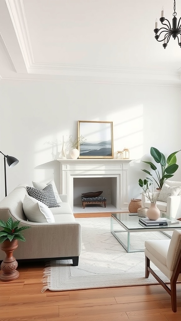 Bright living room featuring Shell White walls with stylish furniture and decor.