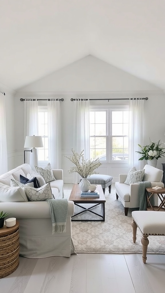 Bright living room featuring Snowbound SW 7004 paint color from Sherwin Williams