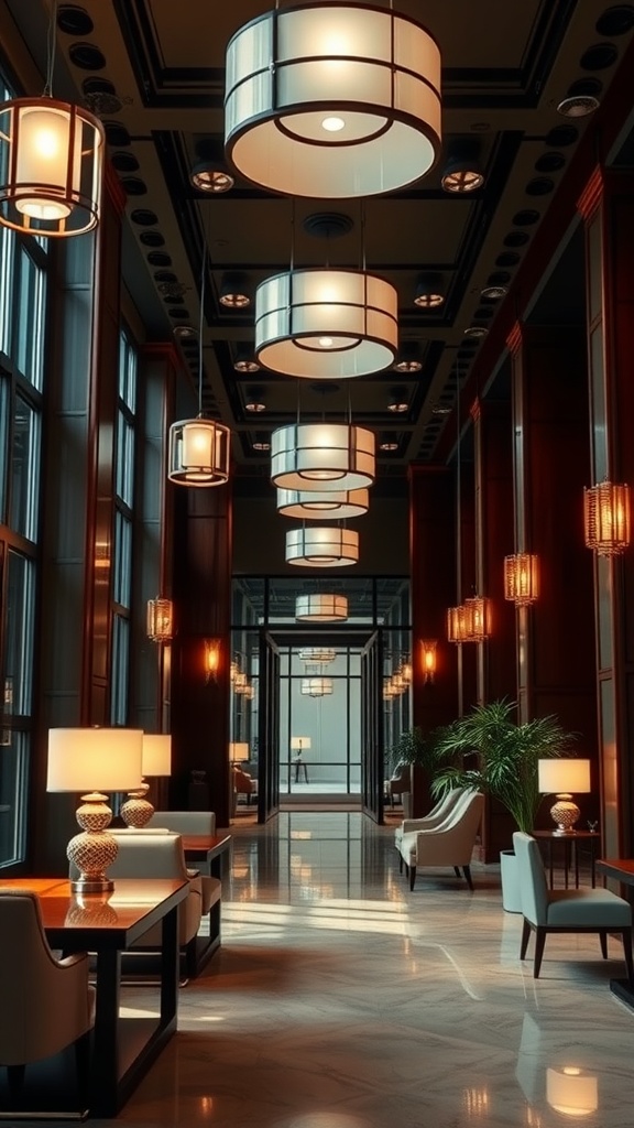Sophisticated lighting fixtures in a modern office space