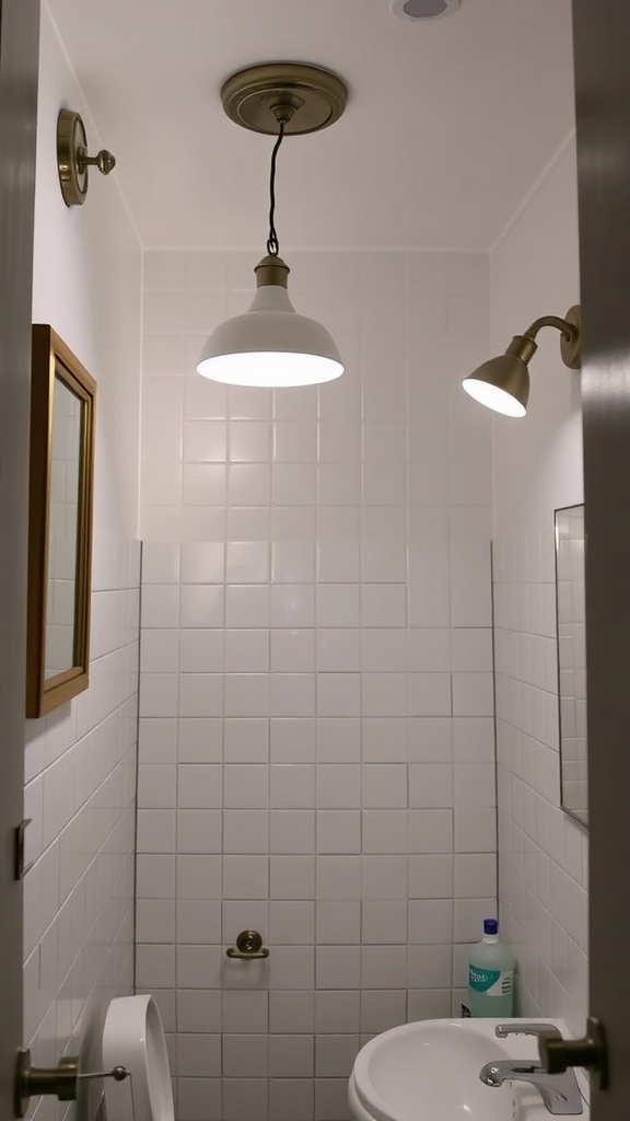 Small bathroom with strategically placed lighting