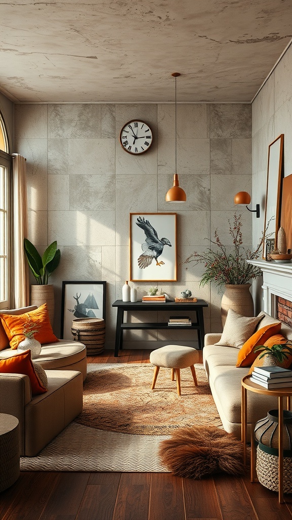 A cozy living room dining room combo featuring soft furnishings, warm accents, and a harmonious layout.