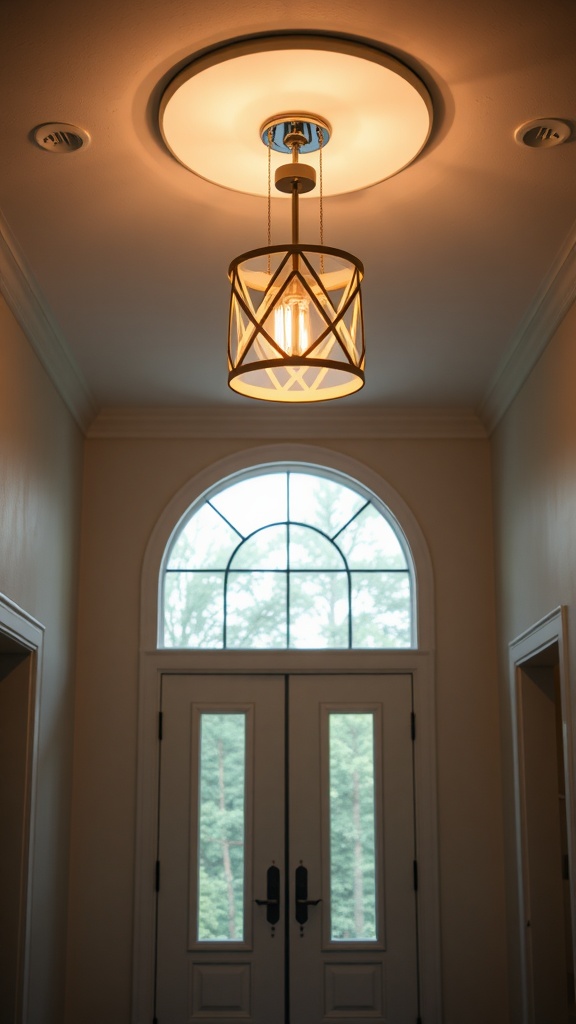 Chic flush mount lighting fixture with geometric design in a foyer