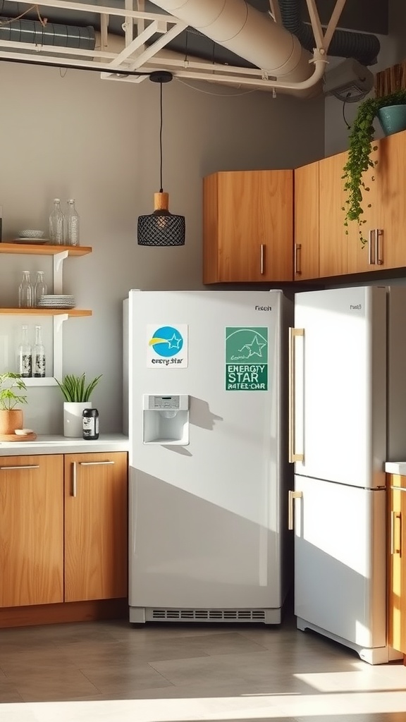 A modern kitchen featuring energy-efficient appliances and stylish decor, highlighting the importance of energy efficiency in renovations.