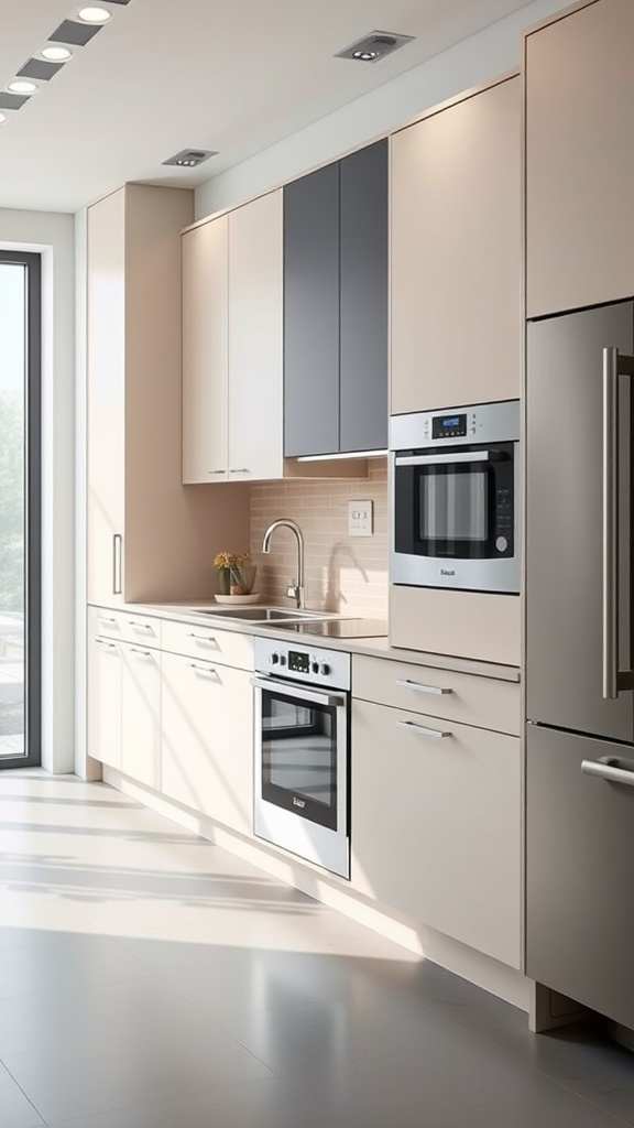 Modern kitchen with integrated appliances in cabinetry