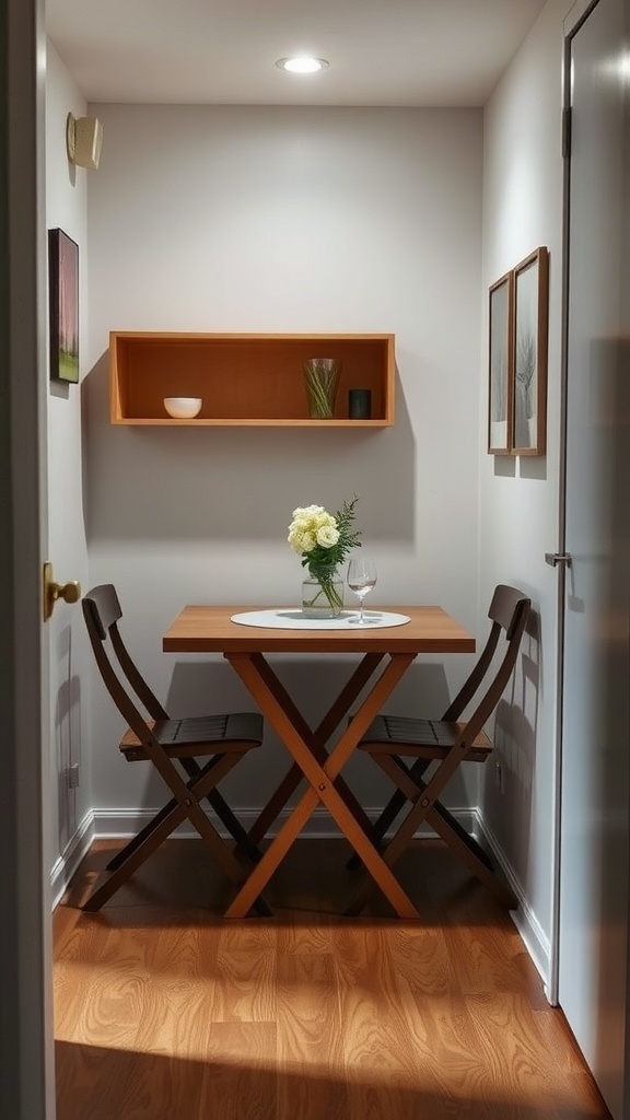 A cozy multi-functional foldable dining set in a small home nook