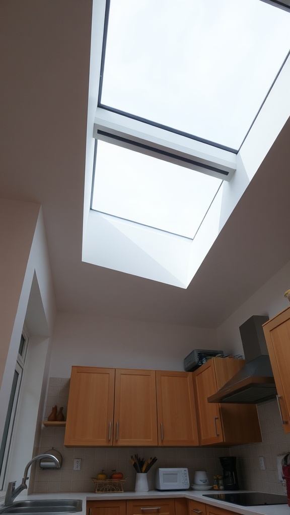 Skylights in a modern kitchen allowing natural light