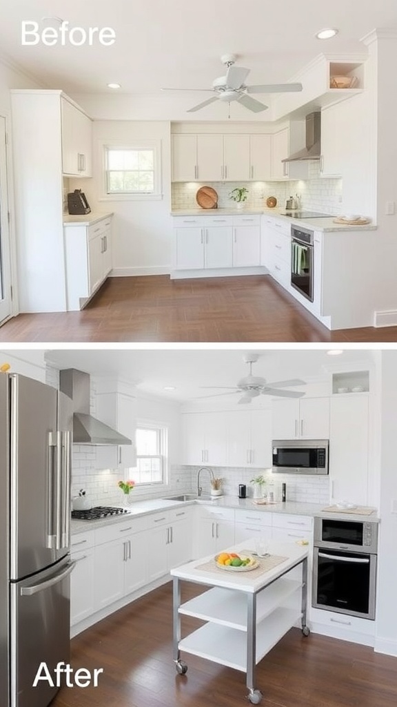 Before and after kitchen remodel showcasing modern upgrades