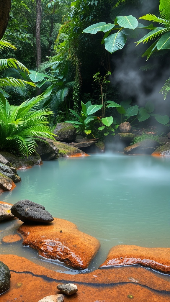 Warm springs and lush greenery in Costa Rica.