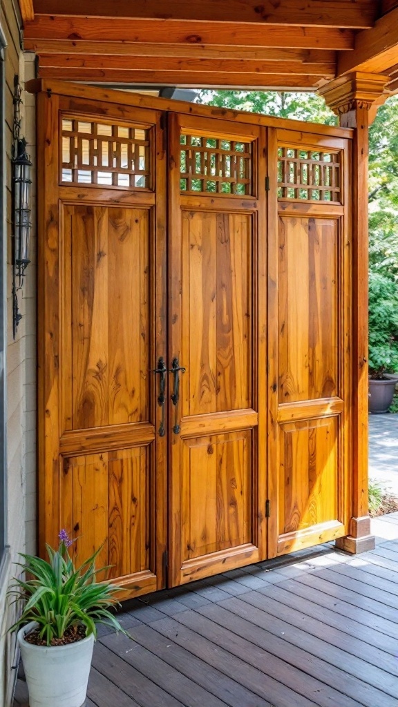 Beautifully crafted wooden privacy screens under a deck