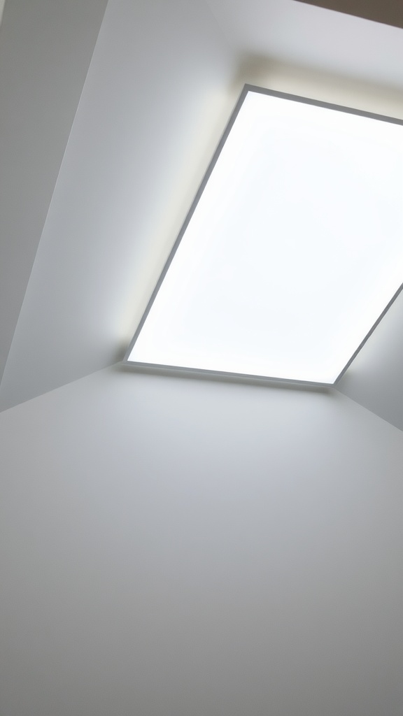 LED panel light installed in a sloped ceiling