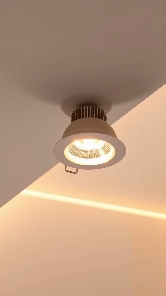 Ostwin 4-Inch LED Retrofit Adjustable Gimbal Downlight installed on a sloped ceiling.