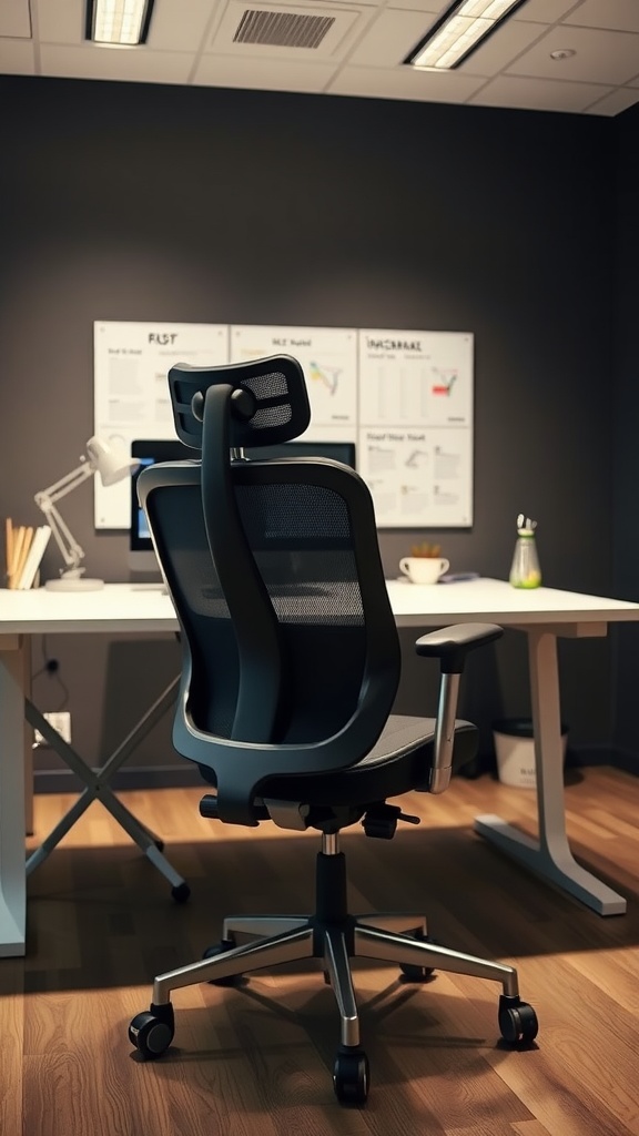 A modern ergonomic office chair in a stylish workspace