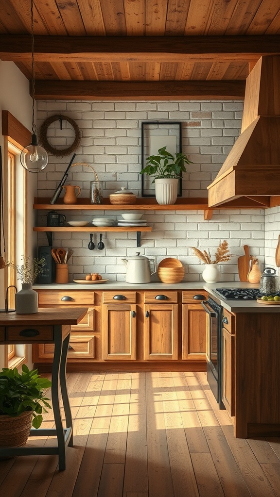 Cozy kitchen showcasing Fawn Brindle paint color with wooden elements and natural lighting