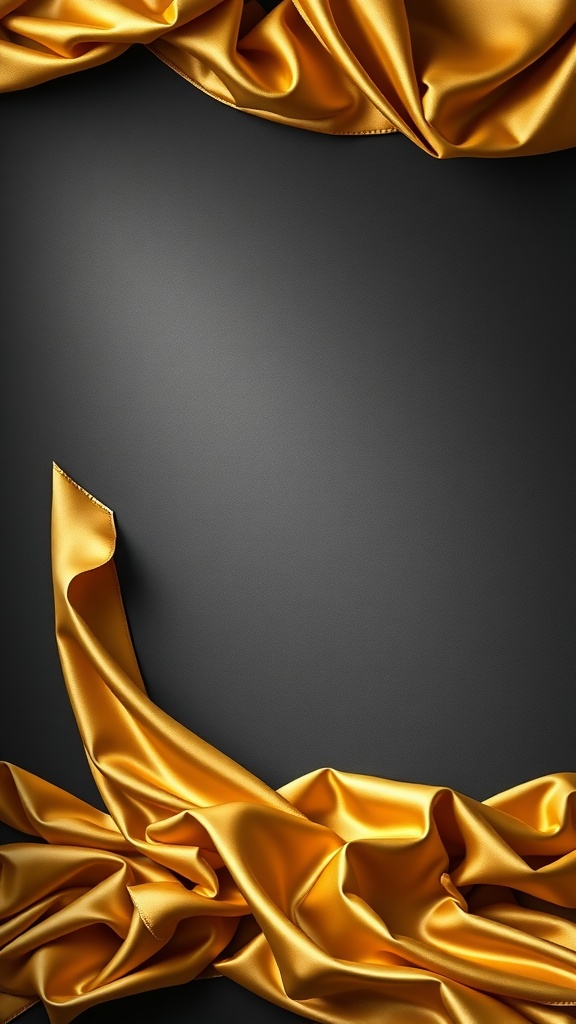 Golden fabric draped on a charcoal gray background