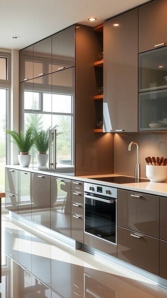 Modern kitchen with high-gloss cabinets and sleek design