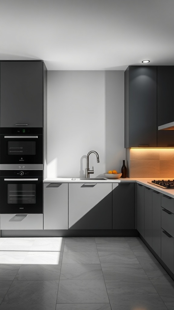 Modern kitchen featuring matte finish cabinets and stylish appliances