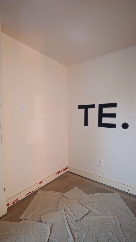 A corner of a room with unmasked areas, showing the importance of proper masking techniques when using a paint sprayer.