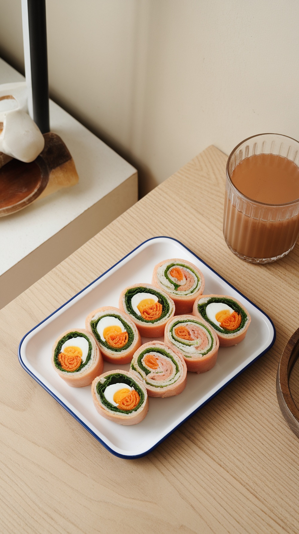 Gimbap sushi-like rice rolls with various colorful fillings