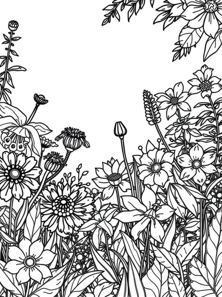 A collection of intricate flower coloring pages for adults featuring various flowers and leaves.