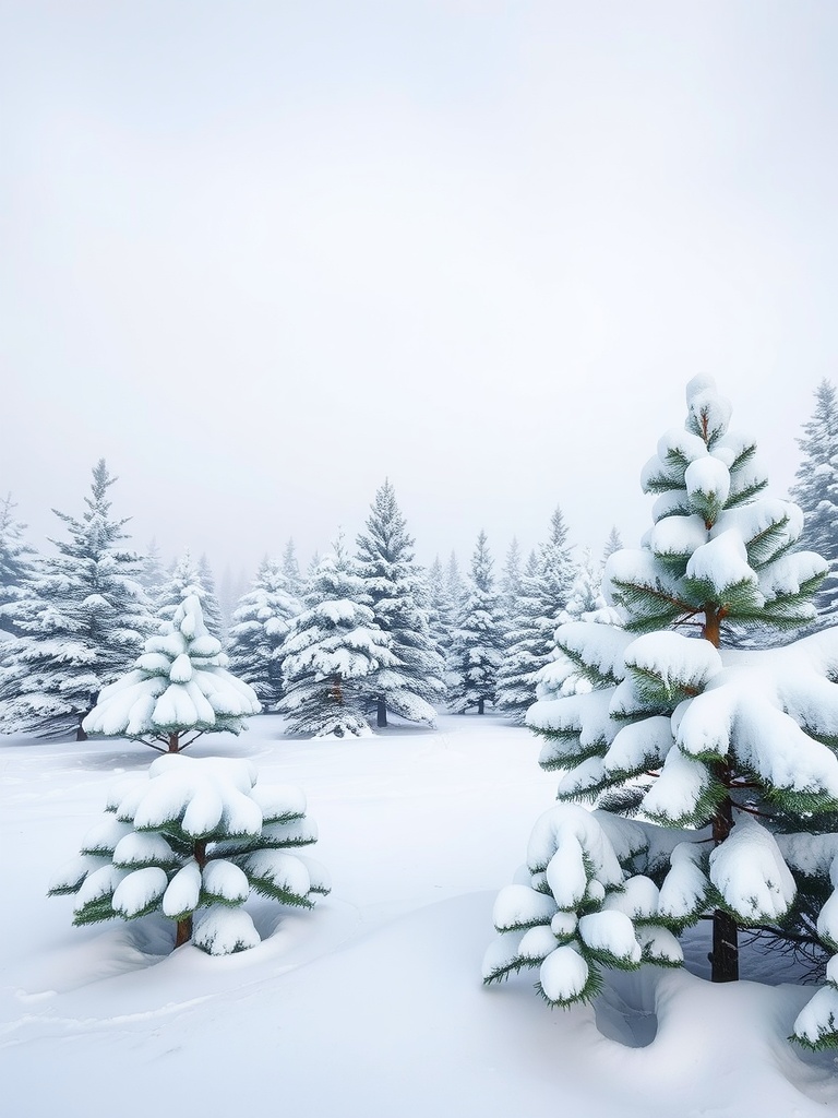 A serene winter landscape with snow-covered trees